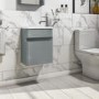 Grade A1 - 10mm Light Grey Wall Hung Cloakroom Vanity Unit with Basin - Pendle