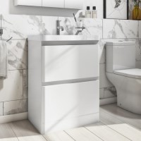 Grade A1 - 600mm White Freestanding Vanity Unit with Basin - Pendle