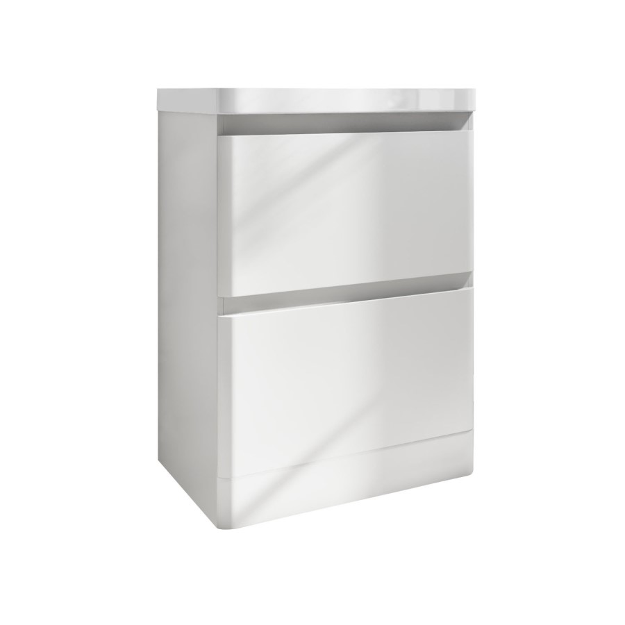 Grade A2 - 600mm White Freestanding Vanity Unit with Basin - Pendle