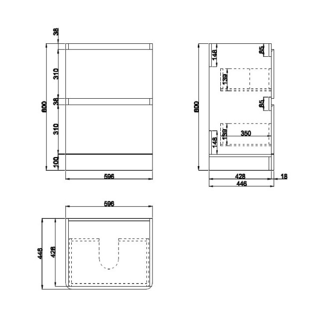 600mm White Freestanding Vanity Unit with Basin - Pendle