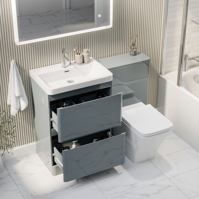 1100mm Light Grey Toilet and Sink Unit with Back to Wall Toilet - Pendle