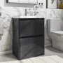 Grade A1 - 600mm Dark Grey Freestanding Vanity Unit with Basin - Pendle