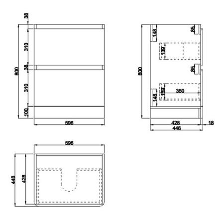 Grade A1 - 600mm Dark Grey Freestanding Vanity Unit with Basin - Pendle