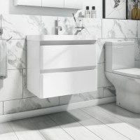 Grade A1 - 600mm White Wall Hung Vanity Unit with Basin - Pendle