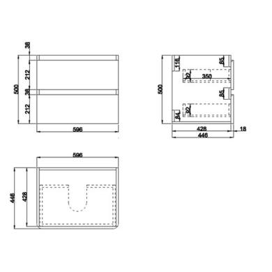 Grade A2 - 600mm White Wall Hung Vanity Unit with Basin - Pendle