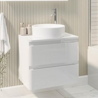 600mm White Wall Hung Countertop Vanity Unit with Basin - Pendle