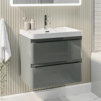 600mm Light Grey Wall Hung Vanity Unit with Basin - Pendle