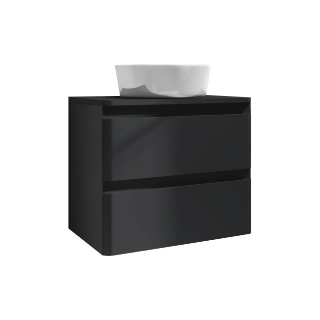 600mm Dark Grey Wall Hung Countertop Vanity Unit with Basin - Pendle