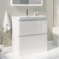 Grade A1 - 800mm White Freestanding Vanity Unit with Basin - Pendle