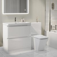 1300mm White Toilet and Sink Unit with Back to Wall Toilet - Pendle