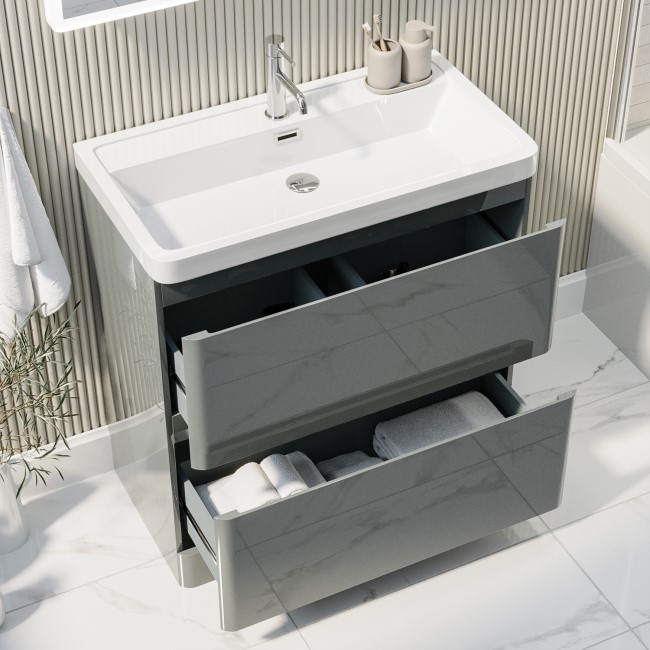 800mm Light Grey Freestanding Vanity Unit with Basin - Pendle