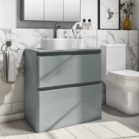 ONLY OPENED - 800mm Light Grey Freestanding Countertop Vanity Unit with Basin - Pendle