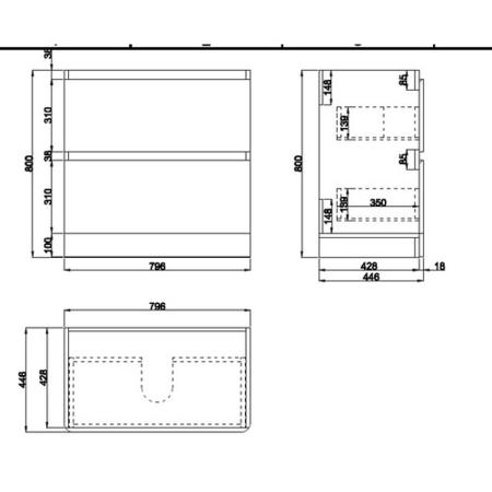 ONLY OPENED - 800mm Light Grey Freestanding Countertop Vanity Unit with Basin - Pendle