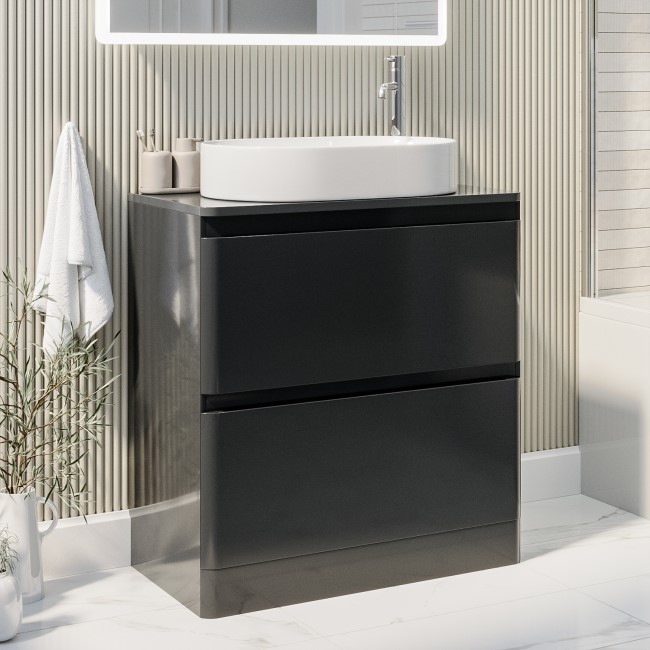 800mm Dark Grey Freestanding Countertop Vanity Unit with Basin - Pendle