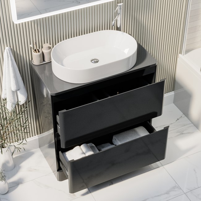 800mm Dark Grey Freestanding Countertop Vanity Unit with Basin - Pendle