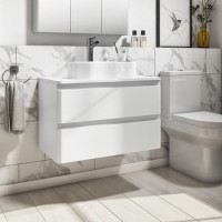 Grade A1 - 800mm White Wall Hung Countertop Vanity Unit with Basin - Pendle 