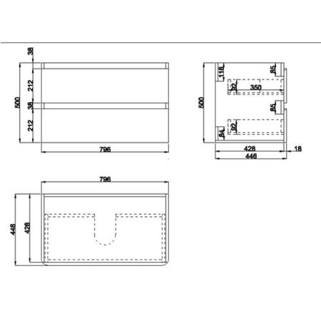 Grade A1 - 800mm White Wall Hung Countertop Vanity Unit with Basin - Pendle 