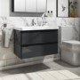 ONLY OPENED - 800mm Dark Grey Wall Hung Vanity Unit with Basin - Pendle