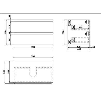 ONLY OPENED - 800mm Dark Grey Wall Hung Vanity Unit with Basin - Pendle