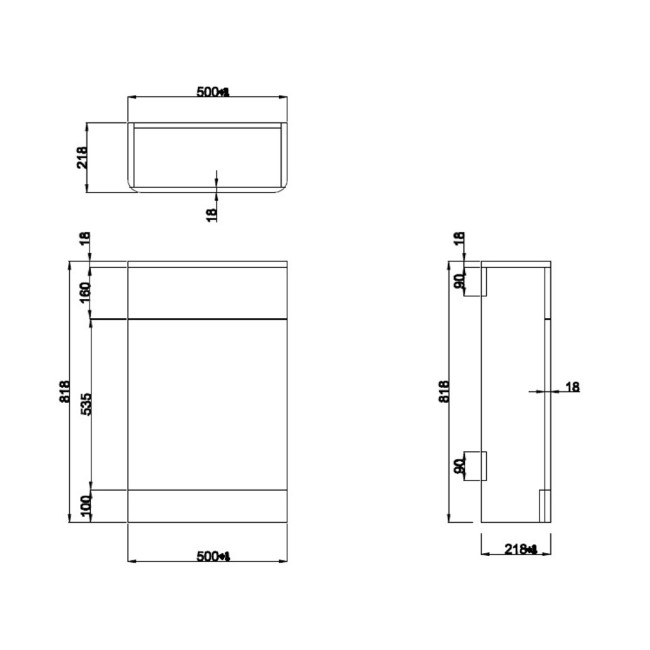 Grade A1 - 500mm White Back to Wall Unit with Round Toilet - Pendle