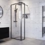 700mm Black Framed Wet Room Shower Screen with 300mm Fixed Panel - Zolla