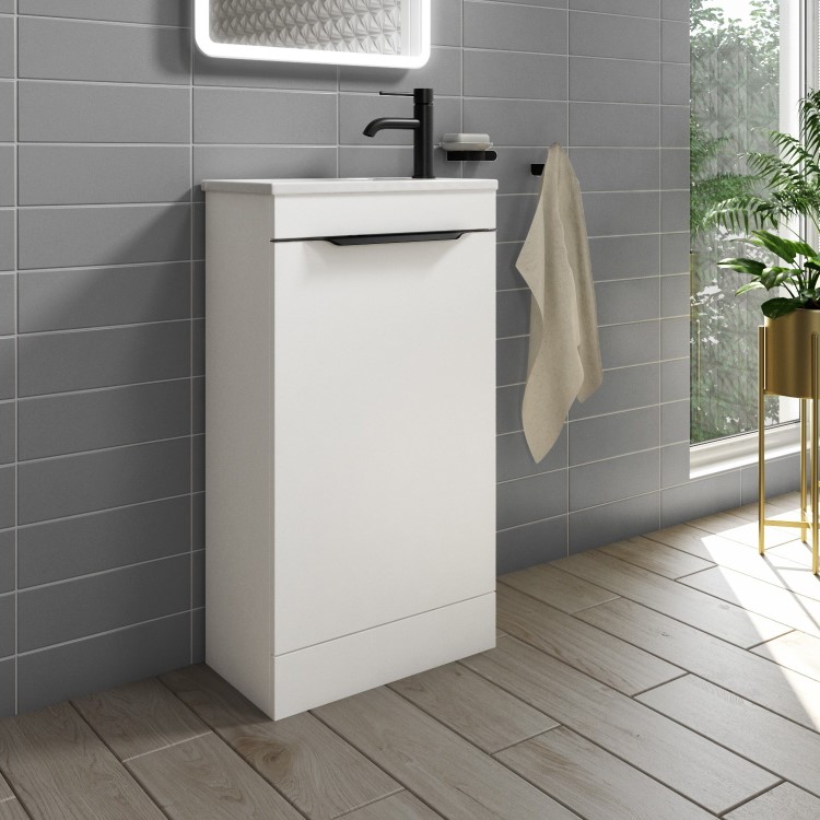 460mm White Cloakroom Freestanding Vanity Unit with Basin - Sion