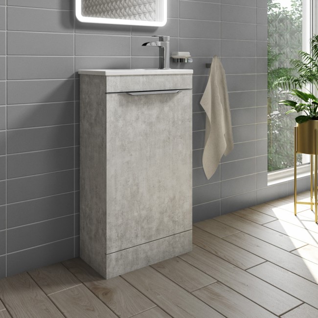 460mm Concrete Effect Cloakroom Freestanding Vanity Unit with Basin - Sion