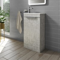 Grade A1 - 460mm Concrete Effect Cloakroom Freestanding Vanity Unit with Basin - Sion 