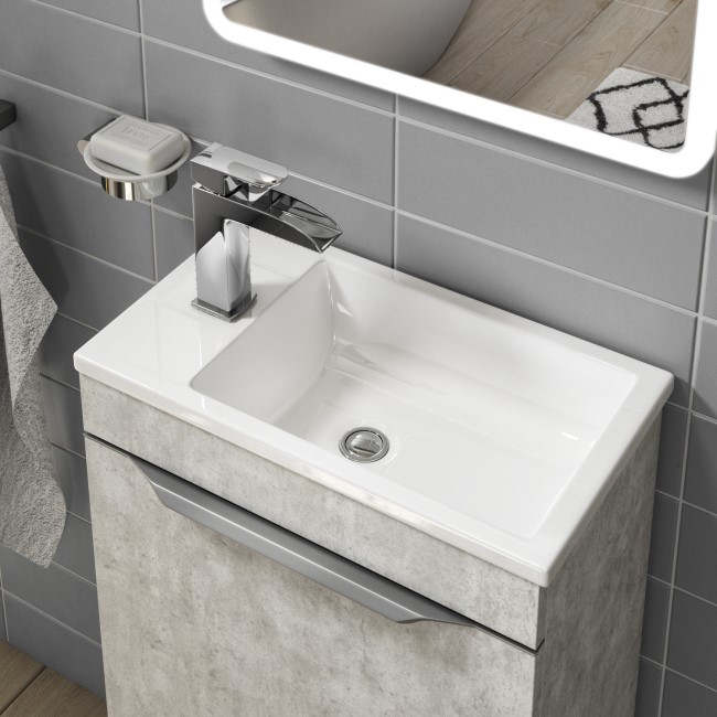 460mm Concrete Effect Cloakroom Freestanding Vanity Unit with Basin - Sion