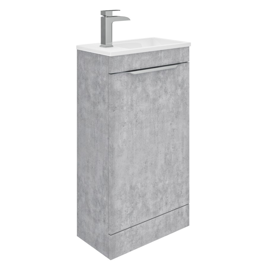 Grade A1 - 460mm Concrete Effect Cloakroom Freestanding Vanity Unit with Basin - Sion 