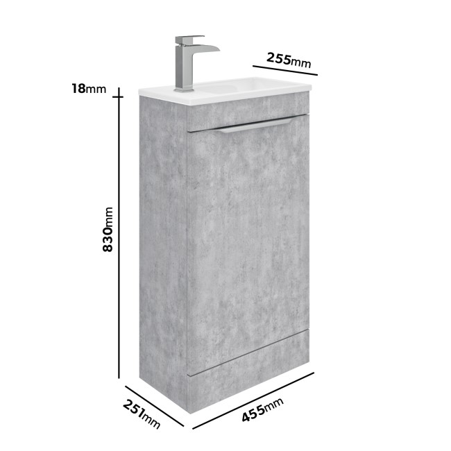 460mm Concrete Effect Cloakroom Freestanding Vanity Unit with Basin - Sion