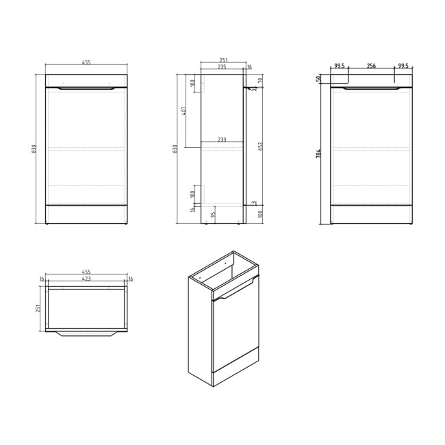 460mm Concrete Effect Cloakroom Freestanding Vanity Unit with Basin - Sion