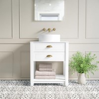 650mm White Traditional Freestanding Vanity Unit with Brass Handles - Kentmere