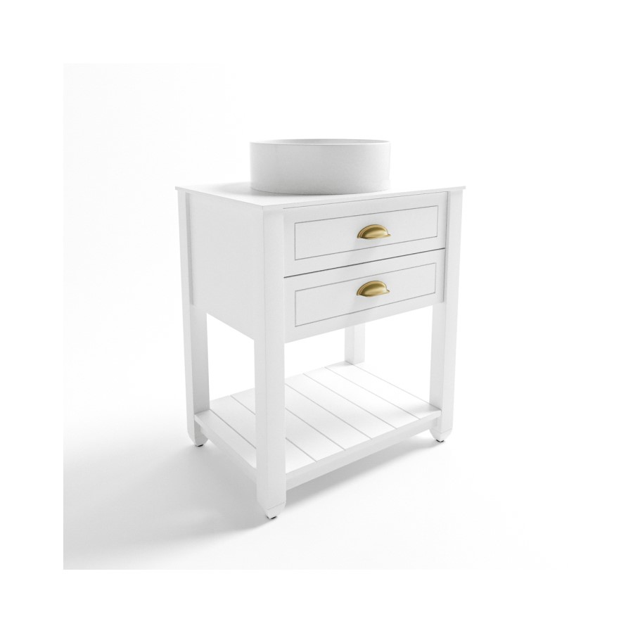 650mm White Traditional Freestanding Vanity Unit with Brass Handles - Kentmere