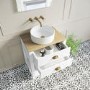 650mm White Traditional Freestanding Vanity Unit with Wood Effect Top and Brass Handles - Kentmere