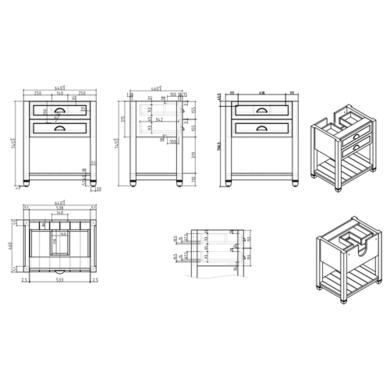 650mm White Traditional Freestanding Vanity Unit with Wood Effect Top and Brass Handles - Kentmere