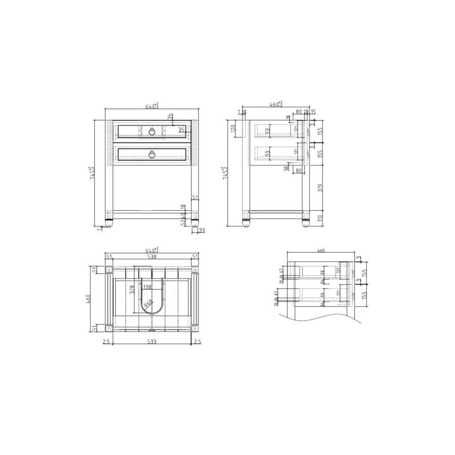 Grade A1 - 650mm Green Freestanding Countertop Vanity with White Worktop and Basin - Kentmere