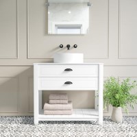 850mm White Traditional Freestanding Vanity Unit with Black Handles - Kentmere