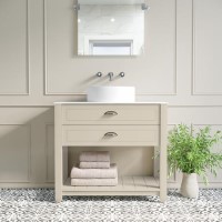850mm Beige Tradional Freestanding Vanity Unit with Chrome Handles- Kentmere