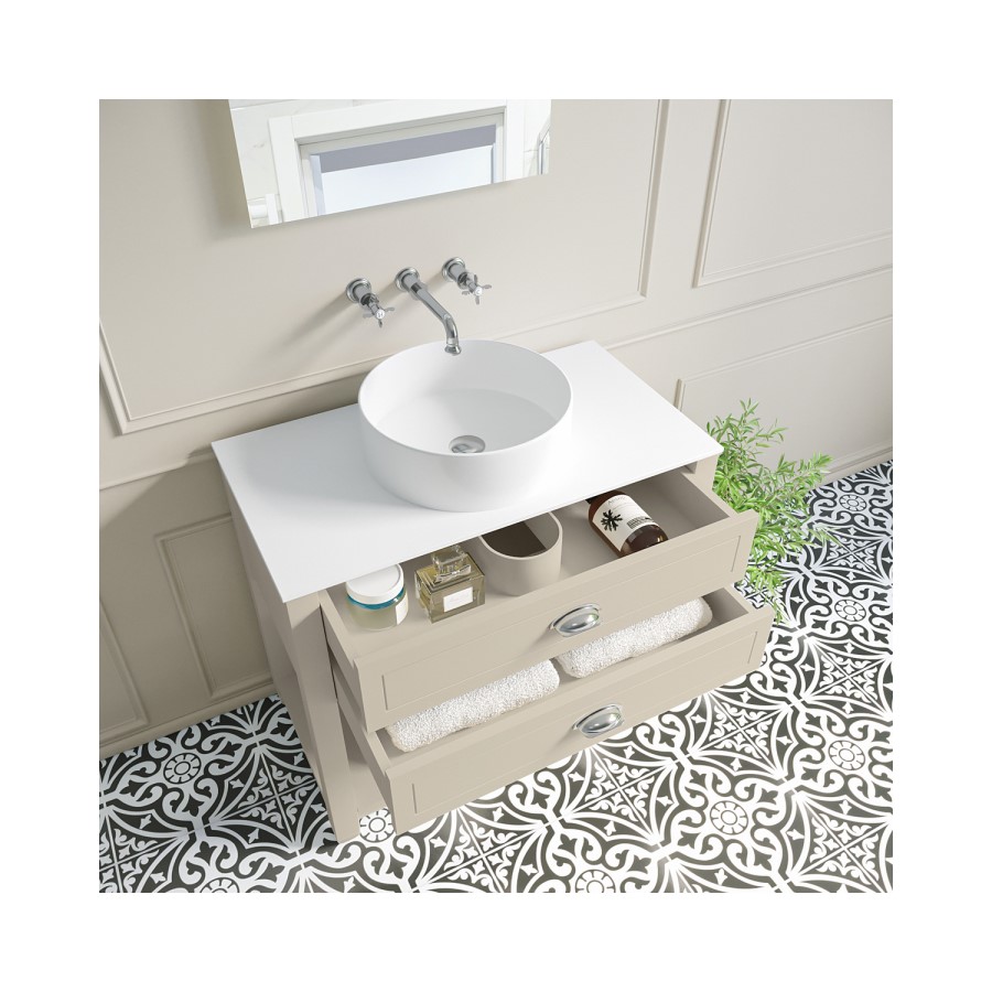 850mm Beige Tradional Freestanding Vanity Unit with Chrome Handles- Kentmere
