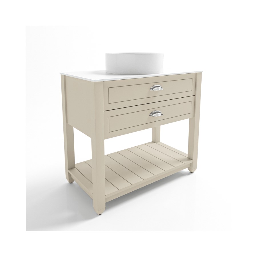 850mm Beige Tradional Freestanding Vanity Unit with Chrome Handles- Kentmere
