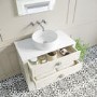 850mm Beige Traditional Freestanding Vanity Unit with Brass Handles - Kentmere