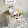 850mm Beige Traditional Freestanding Vanity Unit with Basin and Black Handles - Kentmere