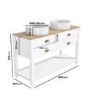 1250mm White Traditional Freestanding Vanity Unit with Wood Effect Top and Brass Handles - Kentmere