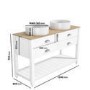 Grade A1 - 1250mm White Traditional Freestanding Vanity Unit with Wood Effect Top and Chrome Handles - Kentmere