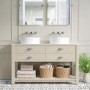 1250mm Beige Traditional Freestanding Vanity Unit with Chrome Handles  - Kentmere