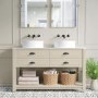 1250mm Beige Traditional Freestanding Vanity Unit with Basins and Black Handles - Kentmere