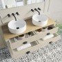 1250mm Beige Traditional Freestanding Vanity Unit with Basins and Black Handles - Kentmere