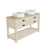 1250mm Beige Traditional Freestanding Vanity Unit with Basins and Black Handles - Kentmere