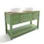 1250mm Green Traditional Freestanding Vanity Unit with Basins and Brushed Brass Handles - Kentmere